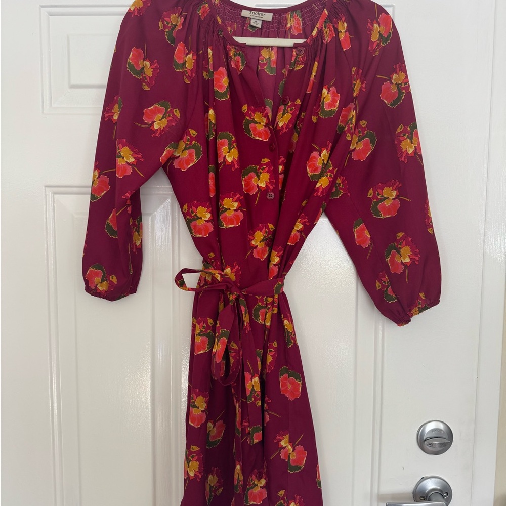 Tucker Burgundy Floral Long Sleeve Dress